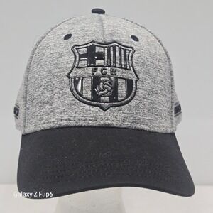 FC Barcelona Barca Soccer Hat Heather Grey Black Adjustable Baseball Cap Hat